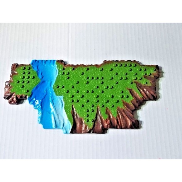 Mega Bloks Terrain Base Plate Silver Edge Water Green Parts - Picture 2 of 5